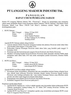 LMPI Panggilan RUPS 2019 Page 1 250