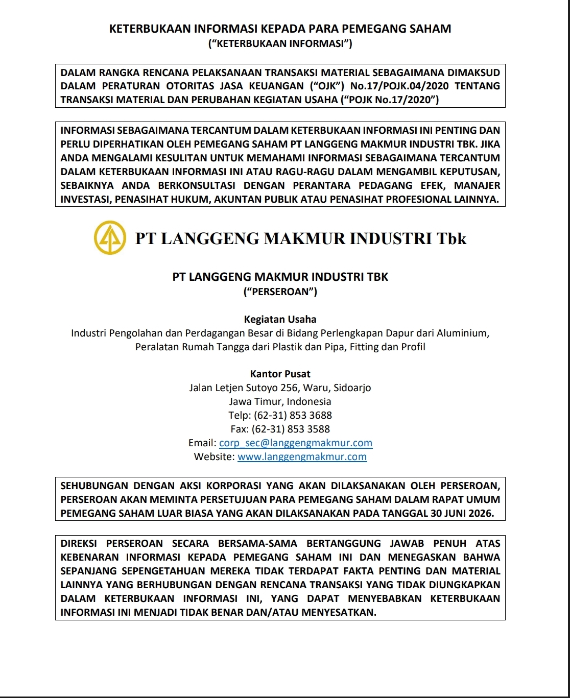 Keterbukaan Informasi